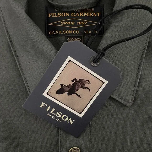 Filson Dry Tin Cloth Jac Shirt Otter Green Mens Jacket New! - Picture 2 of 6